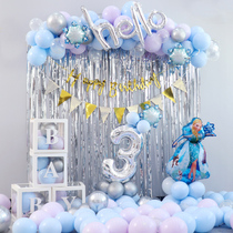 Girls first birthday scene arrangement balloon party Frozen theme Elsa Princess background scene decoration