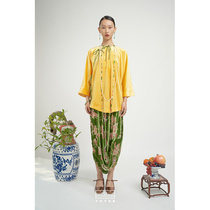 Coated Moon Original Innovative Chinese Type Standing Cut Jacquard Genuine Silk Velvet Half Body Dress Woman Summer Irregular Open Fork Bag Glutes