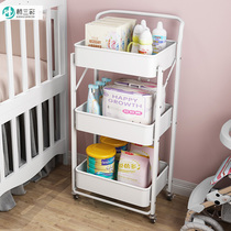 Folding shelf trolley storage rack fruit storage basket kitchen vegetable basket living room Mobile debris storage rack