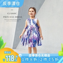 spring-summer 2022 new style girls' pure cotton dress middle and large children's summer clothing western style girls' vest dress