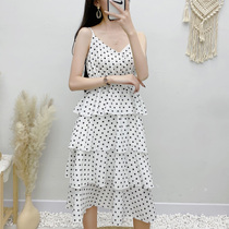 French sweet girl chiffon dress female 2021 spring new age reduction temperament wave dot cake princess dress