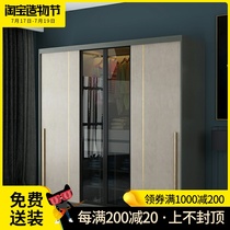 Light luxury wardrobe Modern simple glass sliding door combination Bedroom sliding door Sliding door Economical Nordic storage wardrobe