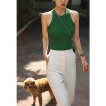 Mogas丨paper people street shot retro Hong Kong style top slim slim shoulder small vest women wear outside