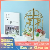 Succulents flower pot ceramic simple creative personality Wrought iron can be carousel flower small INS wind new style