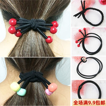 South Koreas new hair accessories hair band Japan-ROK version Zhair Hair Rubber Band Leather Jacket Head Rope Small ornaments with beads sturdy