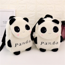 Can parent-child cute cashmere panda backpack plush small bag adult children snack bag gift