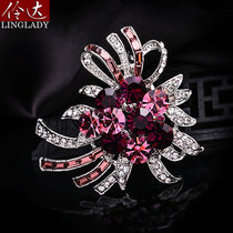 Corsage brooch purple crystal lady pin retro Japanese and Korean clothing suit accessories High sense