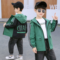 Children's Autumn Coat Ocean 2022 New Boys The Grandma Spring Autumn Handsome Wind Wear Han Edition Riding Hooded Shirt Moon