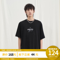 PCLP ROUND COLLAR PRINTED SHORT SLEEVE T-SHIRT MALE PURE COTTON SUMMER NATIONAL TIDE CARD HARBOR WIND EASY SEMI-CUT SLEEVES