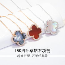 Clover Necklace Diamond Pendant Female Diamond Custom Clover 18K Platinum Rose Gold choker