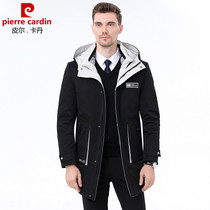 Pilkadan winter new hooded frock windproof down jacket medium and long white duck down jacket brand mens clothing