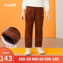 Anel childrens clothing girls thick corduroy casual pants 2019 Winter clothing new children Korean trousers