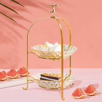 European luxury double layer crystal deer fruit plate modern creative coffee table dried fruit candy plate home living room fruit plate