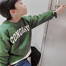 JUSTIN childrens winter clothes New Christmas style plus velvet padded printed American trend sweater boys shirt