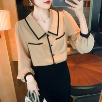 Spring - dressed Ms. Cedom Shirt Spring 2023 New female design feeling niche sleeved gas tops female spring and autumn