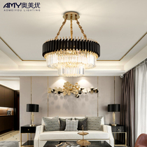 2019 New light luxury crystal chandelier living room post modern bedroom round Villa creative personality simple lighting