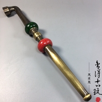 Antique groceries old cigarette rod vintage pure copper inlaid jade dry cigarette bag Copper cigarette bag pot old pipe cigarette collection