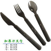 Disposable knife and fork spoon plastic padded fork spoon western food steak knife fruit salad long handle fork spoon