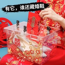 Knot wedding Tibetan Wedding Shoes God pick up female party Whole Demagogic Groom Game Props Supplies Transparent Wedding Shoes Cartridge Lock Shoes