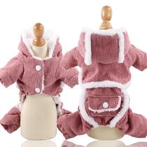 Pet shop Wood dog clothes trembles four-legged autumn and winter clothes plus velvet cat winter clothes kitten pullover mini New Year belt