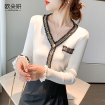 Small Vulcan V - collar knitting sweater in spring 2023 new blouse blouse in the gas of a long sleeve coat