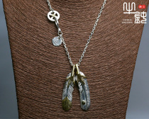 Bull blunt Seiko Golden Eagle Claw Double Feather Necklace Set Suite 925 Pure Silver Retail Men and Women Couple Accessories