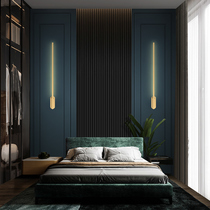brass extremely brief long strip wall lamp led living room line wall aisle light modern minima Nordic bedroom bedside headlights