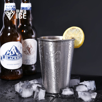 Black ice outdoor exquisite camping 304 stainless steel beer glass juice cup office cold drink cup with coffee