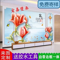 Customized 8D TV wall background mural 5D living room sofa background wall cloth decoration 3D seamless three-dimensional film and television Wall