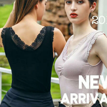 Pyrene Nuosh plus velvet thickened warm vest womens winter V-neck sexy lace thin velvet sleeveless base coat belly