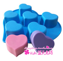 xj068 Six-connected heart mold Silicone cake mold Baking mold Handmade soap mold
