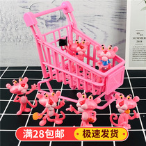 Pink Leopard 6 Pieces of Shopping Cart Birthday Cake Decoration Swing Piece of Baked Goods Plug-in Net Red Sweet Table Decoration
