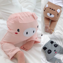 Baby Hans version of spring and autumn season big pp pants female baby pure cotton small footed fart long pants boy girl load of girl