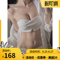 Strapless underwear womens small breasts gather sexy bandeau anti-light thin section without steel rim adjustment bra cover summer