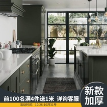 Cabinet sticker retro green cabinet door waterproof and greaseproof furniture renovated self-adhesive pure color Nordic minimalist wind kitchen decoration
