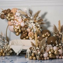 ins vintage skin color apricot coffee balloon decoration romantic celebration scene arrangement props birthday party arrangement supplies