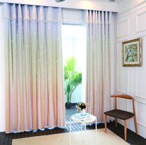 Hollow stars colorful gradient simple double curtain Net red ins princess style bedroom blackout floating window screen finished