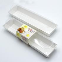 French puffs transparent long strip box White rectangular paper-plastic box Baking west point packaging box 100