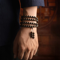 On Tan Brunei Achen Bracelet Male Bead 108 Old Material Sundry Tiger Leather Bracelet Sandalwood Rosary Female Bracelet