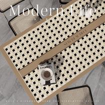 Herna Leather Dining Table Mat Waterproof Anti-Oil Wash Table Cloth Light Extravagant Advanced Sensual Tea Table Mat Desk Student Pvc