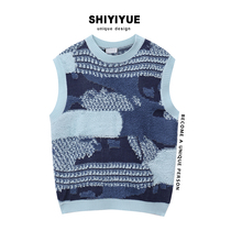 SHIYIYUE contrast color knitted vest womens 2022 spring new design sweater niche vest pullover top