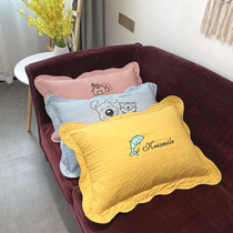 Nordic style simple cotton quilted pillow head set thickened padded quilted machine washable pillowcase Morandi color