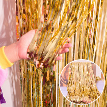 Widened and thickened background rain silk Wedding birthday banquet party decoration Champagne gold tassel color strip rain curtain arrangement