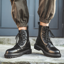 Black 8 Holes Martin Boots Man High Help Genuine Leather Locomotive Male Boots Damp Man Short Boots Subnet Red Bursting overalls boot Inron