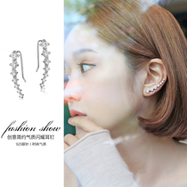 S925 raising ear hole sterling silver patch ear hook earrings seven 7 Diamond conjoined one row row drill long caterpillar earrings jewelry