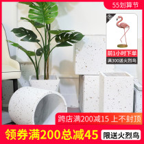 100 Lapped Spot White Cement Flowerpots Living Room Mall Large Plant Potted Basin Instrumental Brief Square Indoor Balcony Basin