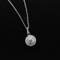 New 925 pure silver round inlaid full drill pendant fashion tide flow quality brief Ornament Lock Bone Necklace Woman allergy