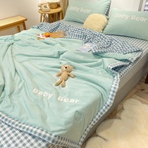 Baijia-lovers Summer washed cotton air conditioning by four sets of beds on summer cold quilted by three sets of double children