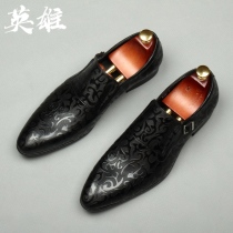 Leather Shoes Masculine Trends Inglén Genuine Leather Sculptures Clasp Casual 2022 New Business Pointed Men Breathable Wedding Shoes Summer