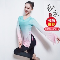 Classical practice clothes trumpet sleeve gauze clothes national dance body rhyme tops ballet dance female teacher body yoga gauze